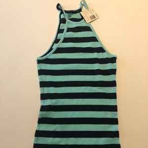 G by guess tank NWT teal and navy stripe